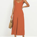 Sleeveless Tie Strap Backless Wide Leg Casual Loose Jumpsuit Rompers