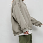 Solid Color Loose Sweatshirt Street Style Oversize Polar Fleece Pullover