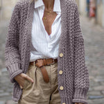 Button Front Chunky Knit Oversized Cardigan