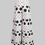 High Waisted Loose Contrast Color Elasticity Pockets Polka-Dot Split-Joint Pants Trousers