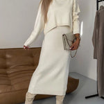 Elegant Two-piece Set Midi Dress and Turtle Neck Sweater Skirt Set