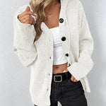 Nadorine Women's Drawstring Detail Button Front Hooded Cardigan