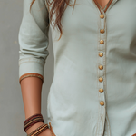 Vintage Washed Henley Collar Denim Blouse