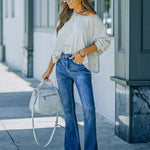 Stretch Flared Denim Trousers