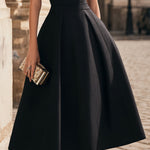 Halter Neck Contrast Panel A-Line Midi Dress