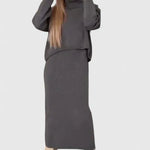 Teresa | Elegant Dress and Turtle Neck Sweater Set