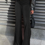 Solid color velvet elastic high waist slim casual bootcut pants for women fashion pants
