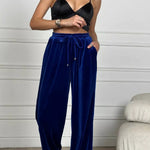 Golden Velvet Wide -legged Pants Straight Velvet Pants