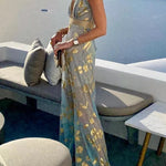 Golden Sunset Stories V-neck Maxi Dress