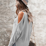 Nadorine Cable Knit Cold Shoulder Sweaters