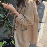 Solid Open Front Long Sleeve Pocket Suit Blazers Button Outerwear