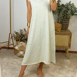Striped Fly Sleeve V-Neck Casual Dress