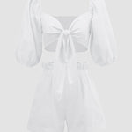 Half Sleeve Knot Front Crop Cardigan Top with Shorts Sets