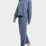 Nadorine Casual Knit Two-Piece Set Loose-Fit Sweater and Wide-Leg Pants