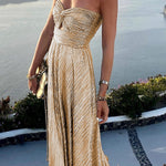 Shimmer Please Off Shoulder Maxi Party Dress