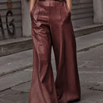 High Waisted Loose Pleated Pockets Split-Joint Pants Trousers