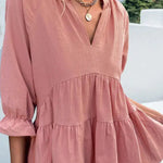 V-neck Casual Loose Solid Color Long-sleeved Blouse