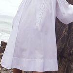 Long Sleeves Loose Buttoned Solid Color Stand Collar Mini Dresses Shirt Dress