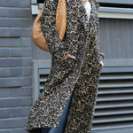 Leopard Affair Animal Print Epaulettes Long Sleeve Pocketed Lapel Midi Trench Coat