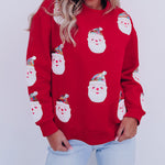 Fiery Red Sequined Christmas Santa Clause Graphic Sweatshirt