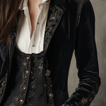 Chic Black Velvet Blazer with Embroidery