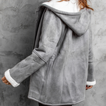 Fuzzy Fleece Lined Coat Mid-Length Suede Jacket