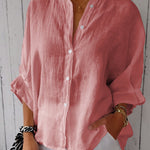 Cotton and Linen Solid Color Casual Shirt