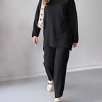 Solid Color Turtleneck Mid-length Casual Two-piece Sweater Set