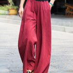High Waist Casual Cotton Linen Wide Leg Jogging Harem Pants
