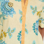 Giselle Linen Blend Floral Print Short Sleeve Shirt and Zipper Mini Skirt Set