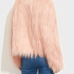 Faux Fur Coat Long Sleeve V-Neck Plush Warm Jacket Coat