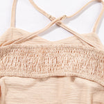 Oatmeal Crossover Backless Bodice Tiered Maxi Dress