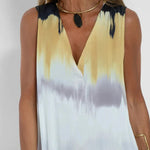 V Neck Tie Dyed Print Split Reversible Sleeveless Dress