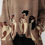 Long Sleeves Loose Figure Printed Heaps Collar Hoodies&Sweatshirt Tops