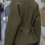 SHORT KNIT COAT WITH BELT