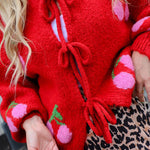 Cherry Embroidered Cardigan Sweater