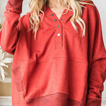 Solid Color V-neck Irregular Hooded Sweatershirt