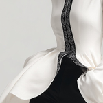 Flared Sleeves High-Low Falbala Stand Collar Blouses&Shirts Tops