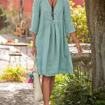 Nadorine Women's Casual Long Sleeve Dresses Fashion Comfy Shift Dresses Stylish Midi Sundress