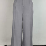 Loose Wide Leg Pockets Solid Color Ninth Pants Trousers