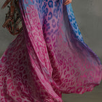 Gradient Leopard Print Chiffon High-neck Sleeveless Maxi Dress