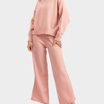 Nadorine Casual Knit Two-Piece Set Loose-Fit Sweater and Wide-Leg Pants