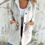 Justina | Long Sleeve Button Coat with Pockets