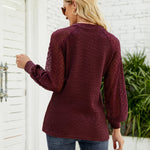 Nadorine V Neck Tops Solid Color Blouse Long Sleeve Pullover Lace Patchwork Shirt