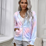 Tie-dye Hoodie Zip Up Casual Jacket Active Sweatshirt