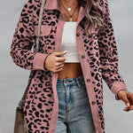 Leopard Jacket Long Sleeve Lapel Button Down Corduroy Shirts