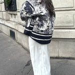 Romantic Songs Porcelain Ink Printed Pocket Quilted Cotton Kimono Jacket