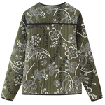 Retro Print Pockets Loose Round Neck Jacket