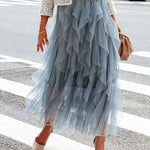 Formal High Low Asymmetrical Midi Tea-Length Elastic Waist Tutu Skirts