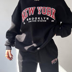 Two Piece Outfits Casual Lounge Sets Round Neck Sweatshirt Pullover with Hip Hop Pants